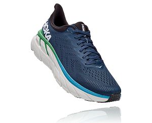 Hoka One One Clifton 7 Mens Wide Running Shoes Moonlit Ocean/Anthracite | AU-4371096